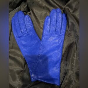 Unique Royal Blue Genuine Leather Gloves Sz 7